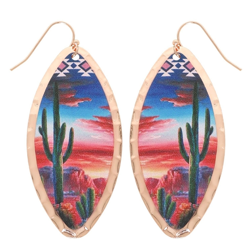 Western Wild West Landscape Printed Petal Earrings